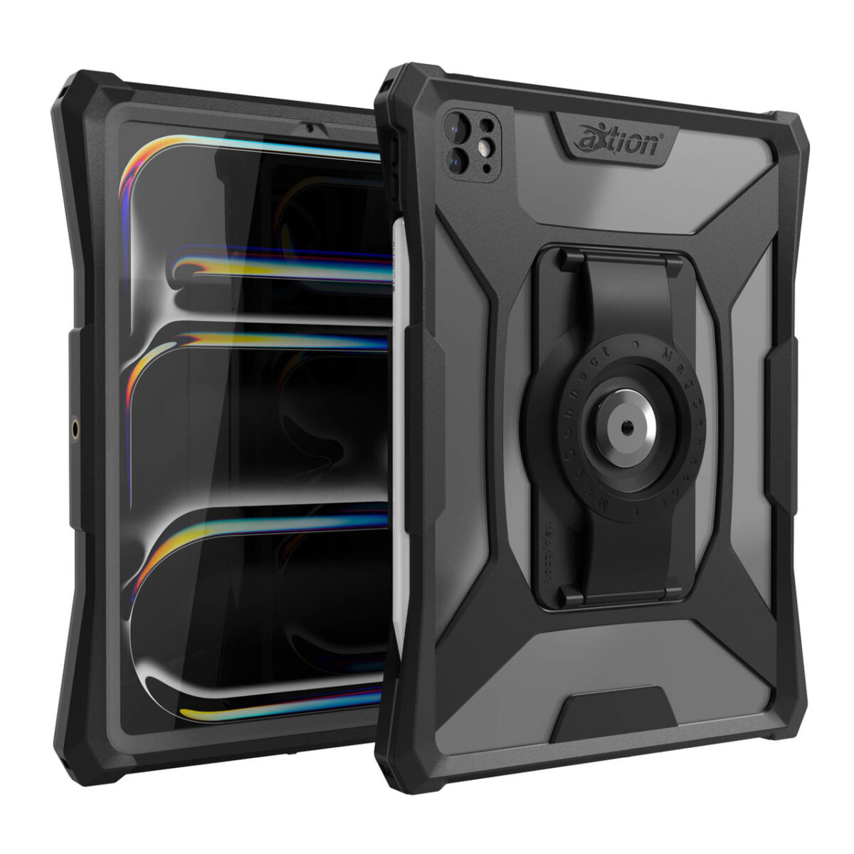 ultra-slim-military-grade-rugged-waterproof-case-ipad-pro-11-inches-axtion-slim-mh-front-back-angled-thejoyfactory